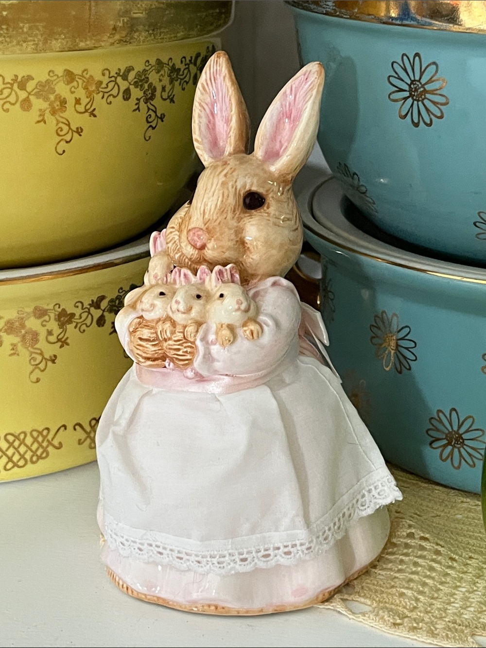 Vintage Schmid Beatrix Potter Musical Figurine of Mrs. Rabbit
